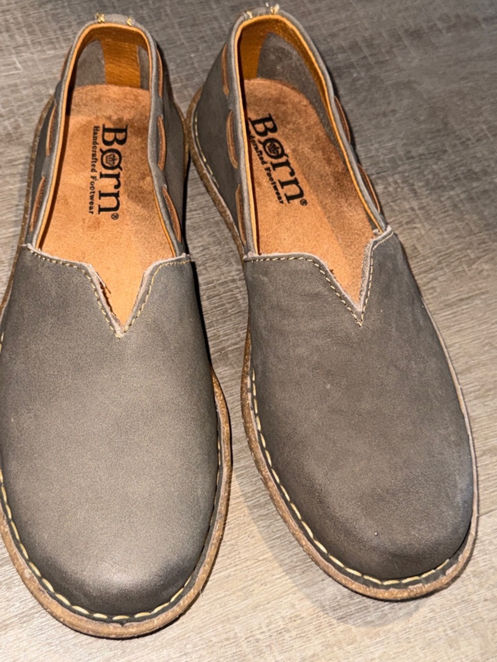 Børn Naya Grey Nubuck Leather Slip-On Loafers - Size 7.5 - Picture 14 of 15